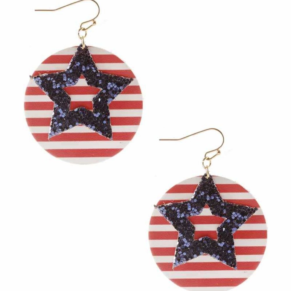 Stars & Stripes Glitter Nautical  Earrings NE